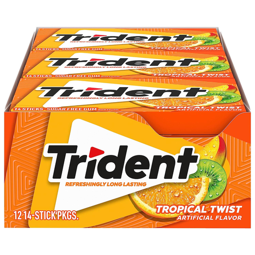Trident Trident Tropical Twist Sugar Free Gum - 14ct Candy & Chocolate White Smoke