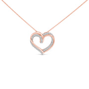 Bids.com 14K Rose Gold Plated Sterling Silver 1/2 Cttw Diamond Open Heart Pendant Necklace Necklaces