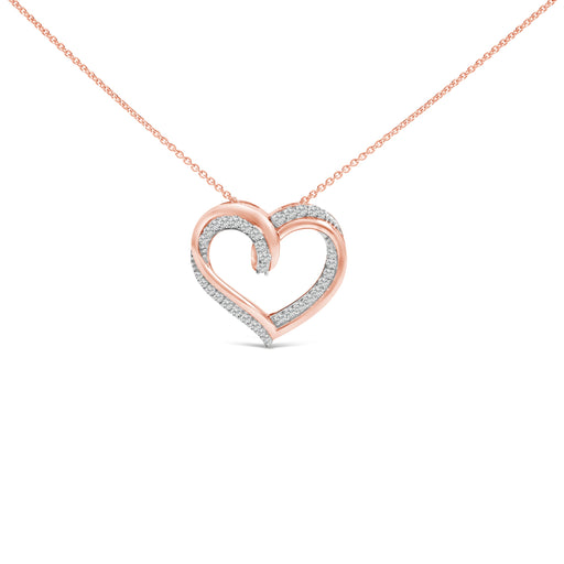 Bids.com 14K Rose Gold Plated Sterling Silver 1/2 Cttw Diamond Open Heart Pendant Necklace Necklaces