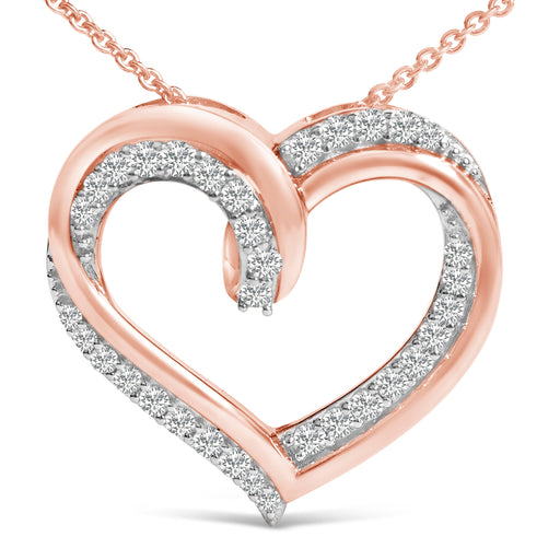 Bids.com 14K Rose Gold Plated Sterling Silver 1/2 Cttw Diamond Open Heart Pendant Necklace Necklaces