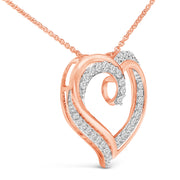 Bids.com 14K Rose Gold Plated Sterling Silver 1/2 Cttw Diamond Open Heart Pendant Necklace Necklaces