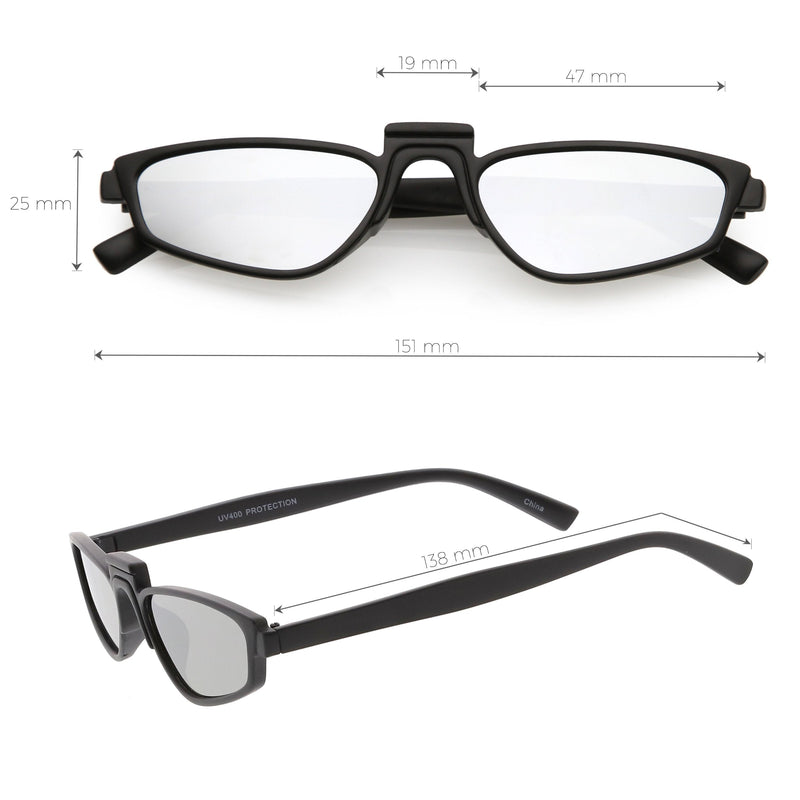 zeroUV Women's Retro Modern Low Bridge Mirrored Lens Cat Eye Sunglasses C670 Sunglasses