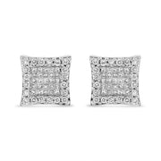 Bids.com 14K White Gold 1.00 Cttw Princess And Round-Cut Diamond Square Stud Earrings (G-H Color, SI1-SI2 Clarity) Earrings