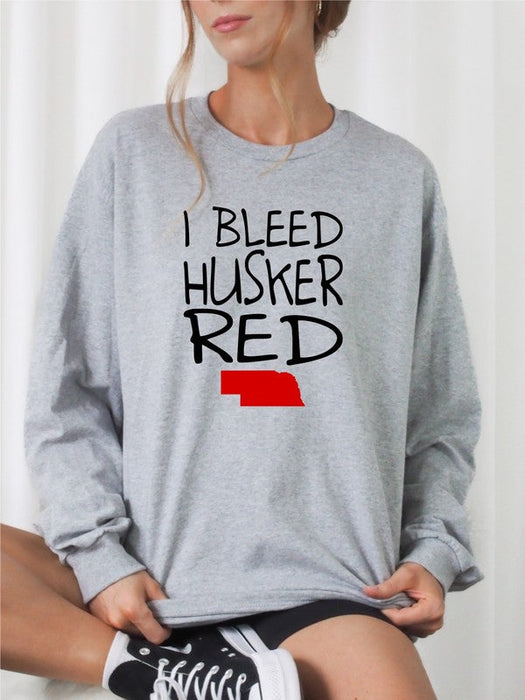 I Bleed Husker Red Cozy Graphic Sweatshirt