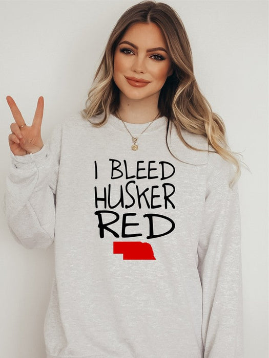 I Bleed Husker Red Cozy Graphic Sweatshirt