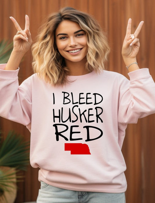 I Bleed Husker Red Cozy Graphic Sweatshirt