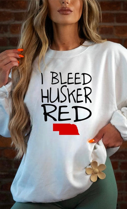 I Bleed Husker Red Cozy Graphic Sweatshirt