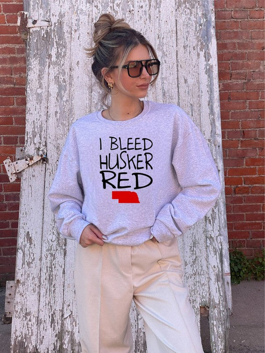 I Bleed Husker Red Cozy Graphic Sweatshirt