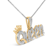 Bids.com 14K Yellow Gold Plated Sterling Silver 1/10 Cttw Diamond â€œQueenâ€ Nameplate Pendant Necklace Necklaces
