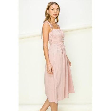 Get a Clue Tie-Strap Midi Dress