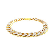 Bids.com 14k Two Tone Gold 8 1/4 inch Curb Chain Bracelet with White Pave Bracelets