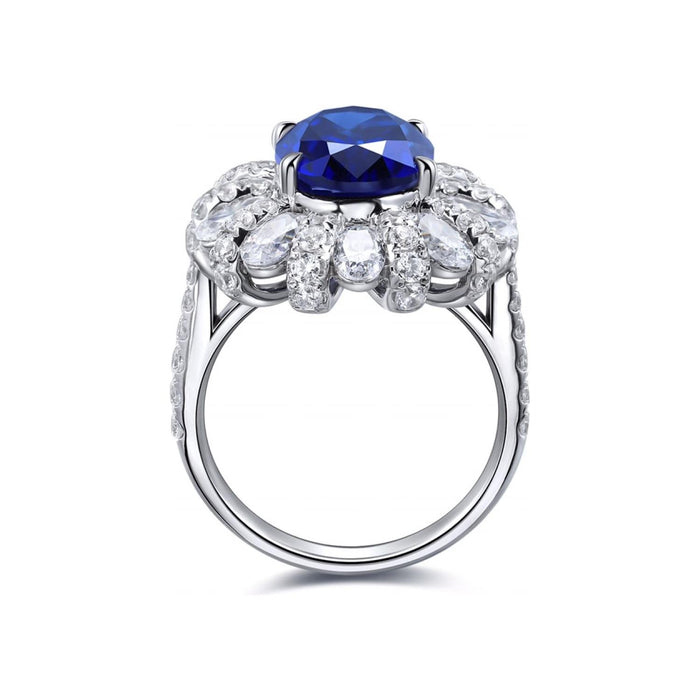 5 Carat Lab-Grown Sapphire Flower Shape Ring