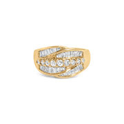 Bids.com 14K Yellow Gold 1.00 Cttw Diamond Cocktall Cluster 5 Stone Ring (H-I Color, SI1-I1 Clarity) - Ring Size 7 Rings