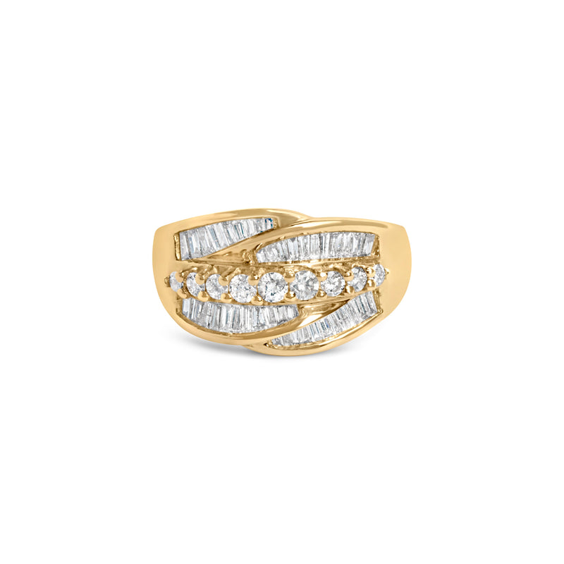 Bids.com 14K Yellow Gold 1.00 Cttw Diamond Cocktall Cluster 5 Stone Ring (H-I Color, SI1-I1 Clarity) - Ring Size 7 Rings