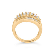 Bids.com 14K Yellow Gold 1.00 Cttw Diamond Cocktall Cluster 5 Stone Ring (H-I Color, SI1-I1 Clarity) - Ring Size 7 Rings