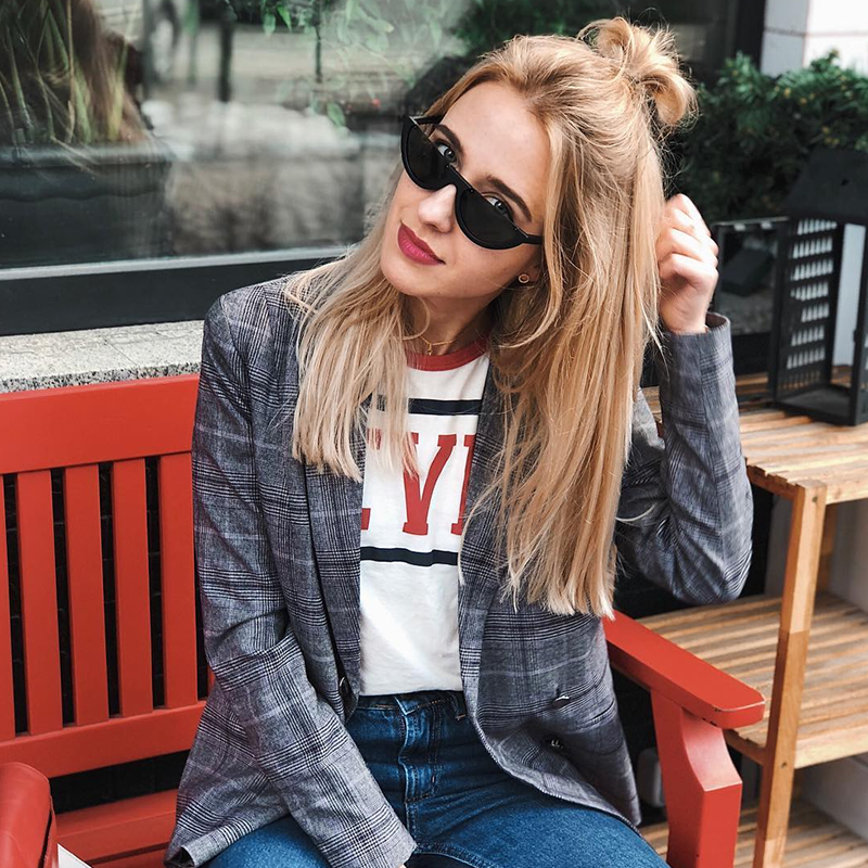 zeroUV Retro 90's Flat Top Moon Shape Cat Eye Sunglasses C569 Sunglasses