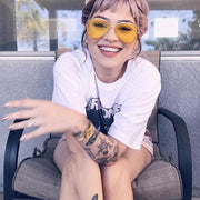 zeroUV Retro Color Tone Color Flat Lens Aviator Sunglasses A967 Sunglasses
