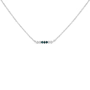 Bids.com Sterling Silver 1/5 Cttw White and Blue Diamond 6 Stone Bar Necklace Necklaces