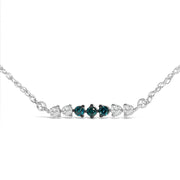 Bids.com Sterling Silver 1/5 Cttw White and Blue Diamond 6 Stone Bar Necklace Necklaces