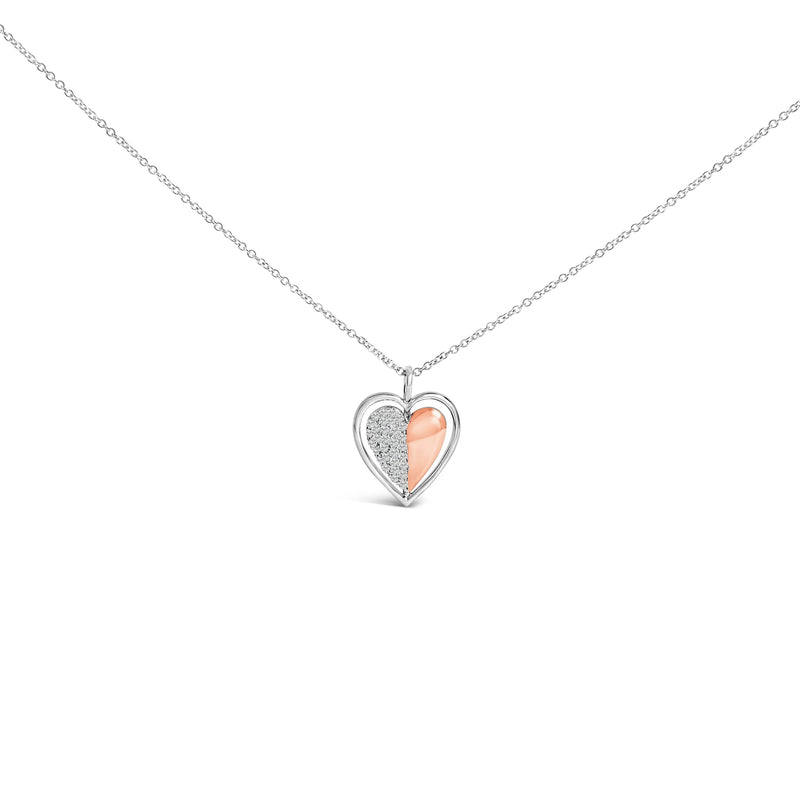 Bids.com 10K Rose Gold Plated Sterling Silver 1/5 Cttw Diamond Two-Tone Heart Pendant Necklace Necklaces