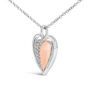 Bids.com 10K Rose Gold Plated Sterling Silver 1/5 Cttw Diamond Two-Tone Heart Pendant Necklace Necklaces