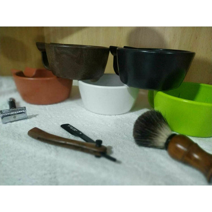 Pereira Shavery KIT: Green Unbreakable Bowl + Orange And Cinnamon With Activated Charcoal In Aluminum Dish Shaving Soap