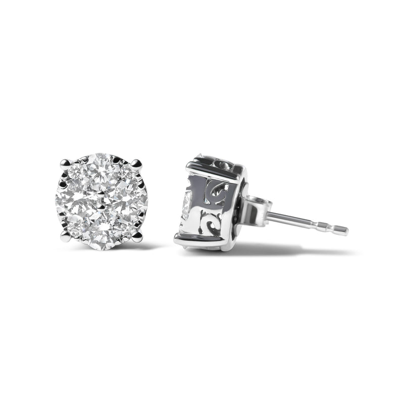 Bids.com 14K White Gold 2.00 Cttw Lab Grown Diamond Cluster Stud Earrings (G-H Color, VS1-VS2 Clarity) Earrings