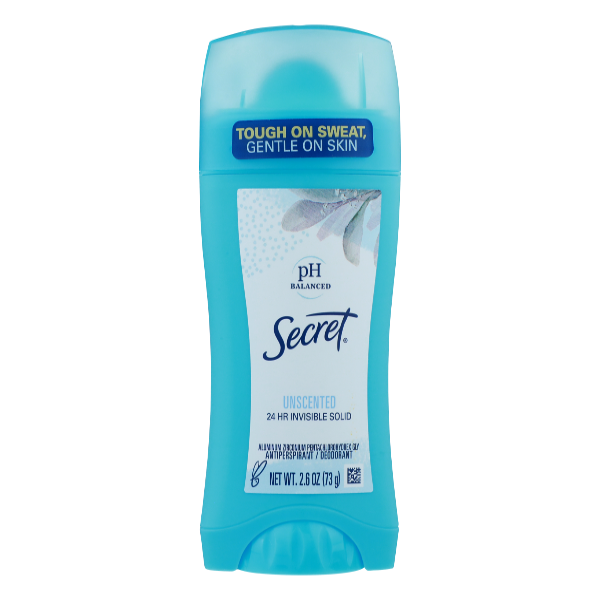 Secret Secret pH Balanced Unscented Invisible Solid Antiperspirant & Deodorant - 2.6oz Deodorant
