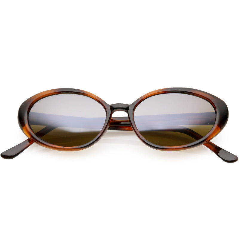 zeroUV Women's Retro True Vintage Round Oval Mirrored Lens Sunglasses C654 Sunglasses