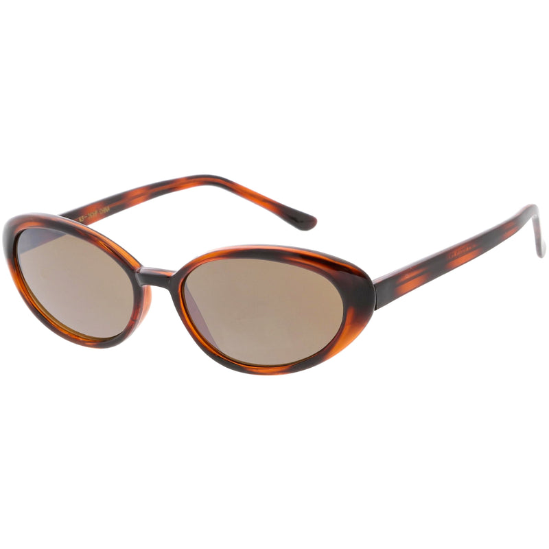 zeroUV Women's Retro True Vintage Round Oval Mirrored Lens Sunglasses C654 Sunglasses
