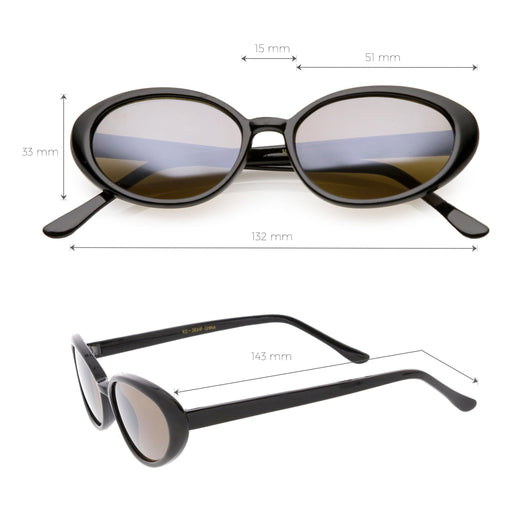 zeroUV Women's Retro True Vintage Round Oval Mirrored Lens Sunglasses C654 Sunglasses