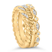 Bids.com 14K Yellow Gold Plated Sterling Silver 1/4 Cttw Diamond Twist Leaf Stackable Ring Set Rings White Smoke 7 / YellowWhite.Sterling Silver