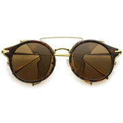 zeroUV Vintage Dapper Steampunk Side Cover Round Sunglasses C083 Sunglasses