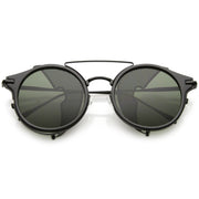 zeroUV Vintage Dapper Steampunk Side Cover Round Sunglasses C083 Sunglasses