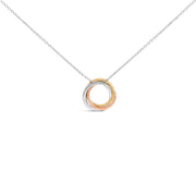 Bids.com Tri Tone Sterling Silver 1/5 Cttw Diamond Interlocking Circle Pendant Necklace Necklaces