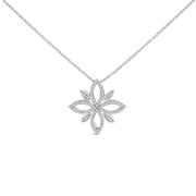 Bids.com Sterling Silver 1/2 Cttw Diamond Floral Cross Pendant Necklace Necklaces
