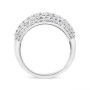 Bids.com .925 Sterling Silver 2.00 Cttw Round and Baguette-Cut Diamond Cluster Ring (H-I Color, I1-I2 Clarity) - Size 7 Rings