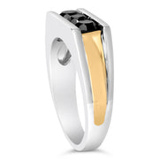 Bids.com Men's 14K Yellow Gold Plated Sterling Silver 1-1/2 Cttw Black Diamond Channel Set Band Ring Rings