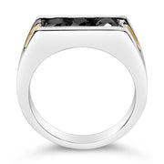 Bids.com Men's 14K Yellow Gold Plated Sterling Silver 1-1/2 Cttw Black Diamond Channel Set Band Ring Rings