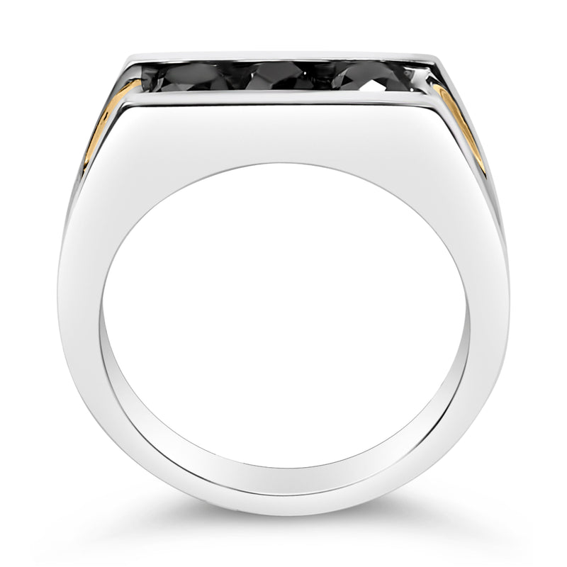 Bids.com Men's 14K Yellow Gold Plated Sterling Silver 1-1/2 Cttw Black Diamond Channel Set Band Ring Rings
