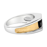 Bids.com Men's 14K Yellow Gold Plated Sterling Silver 1.0 Cttw Round Black Diamond Band Ring Rings