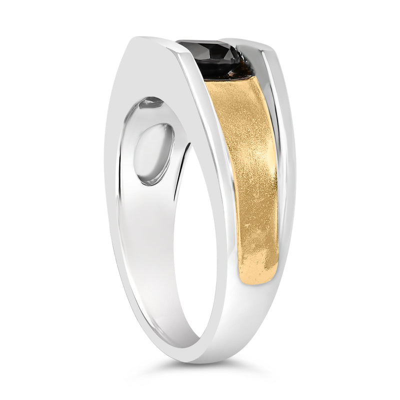 Bids.com Men's 14K Yellow Gold Plated Sterling Silver 1.0 Cttw Round Black Diamond Band Ring Rings