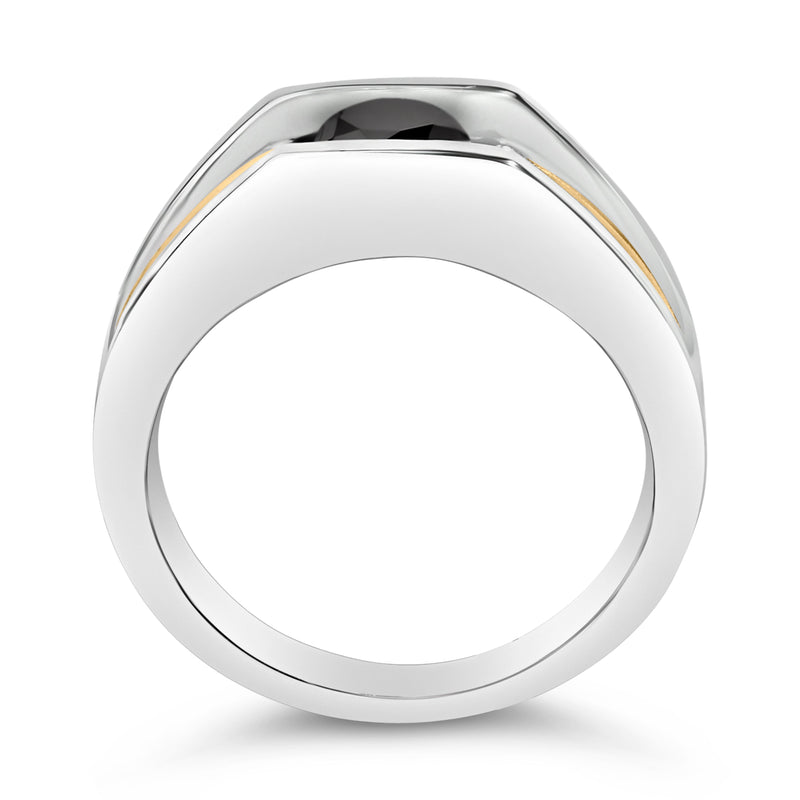 Bids.com Men's 14K Yellow Gold Plated Sterling Silver 1.0 Cttw Round Black Diamond Band Ring Rings