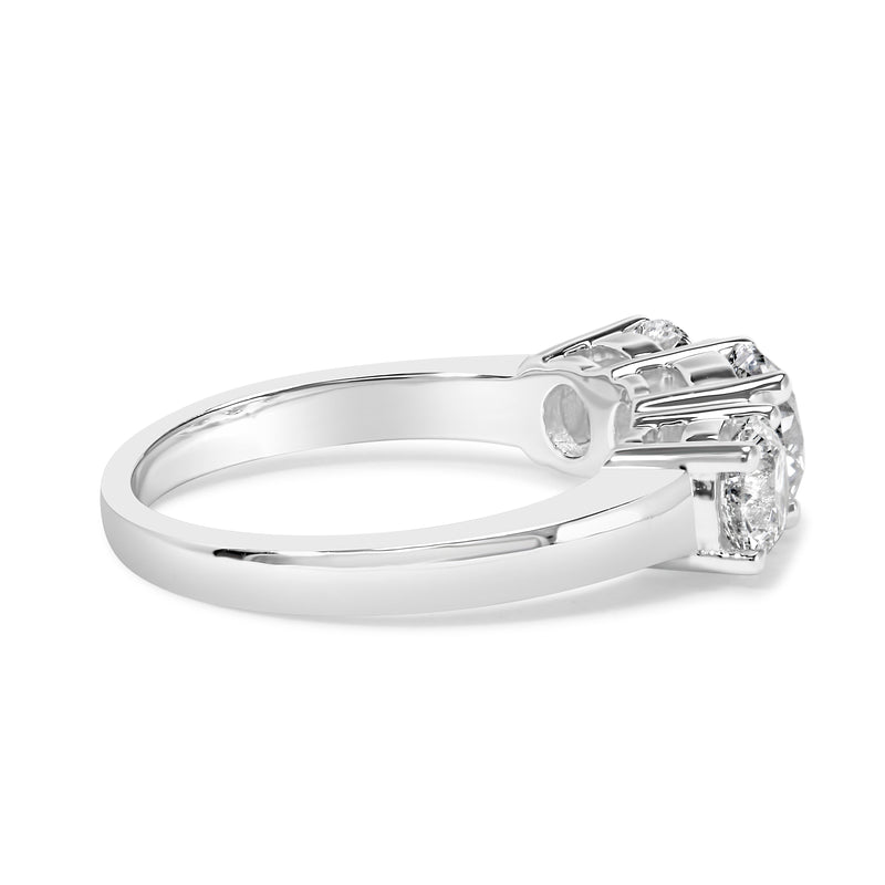 Bids.com 14K White Gold 2.00 Cttw Lab Grown Diamond 3 Stone Ring Band (F-G Color, VS1-VS2 Clarity) - Ring Size 7 Rings