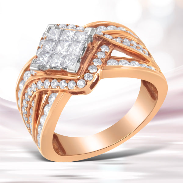 Bids.com Two-Tone 10KT Gold Diamond Bypass Cocktail Ring (1 1/2 cttw, H-I Color, I1-I2 Clarity) Rings