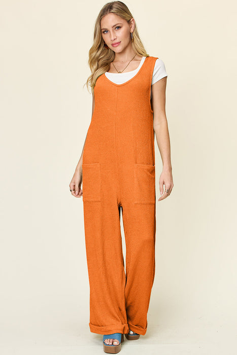 Double Take Texture Sleeveless Wide Leg Jumpsuit