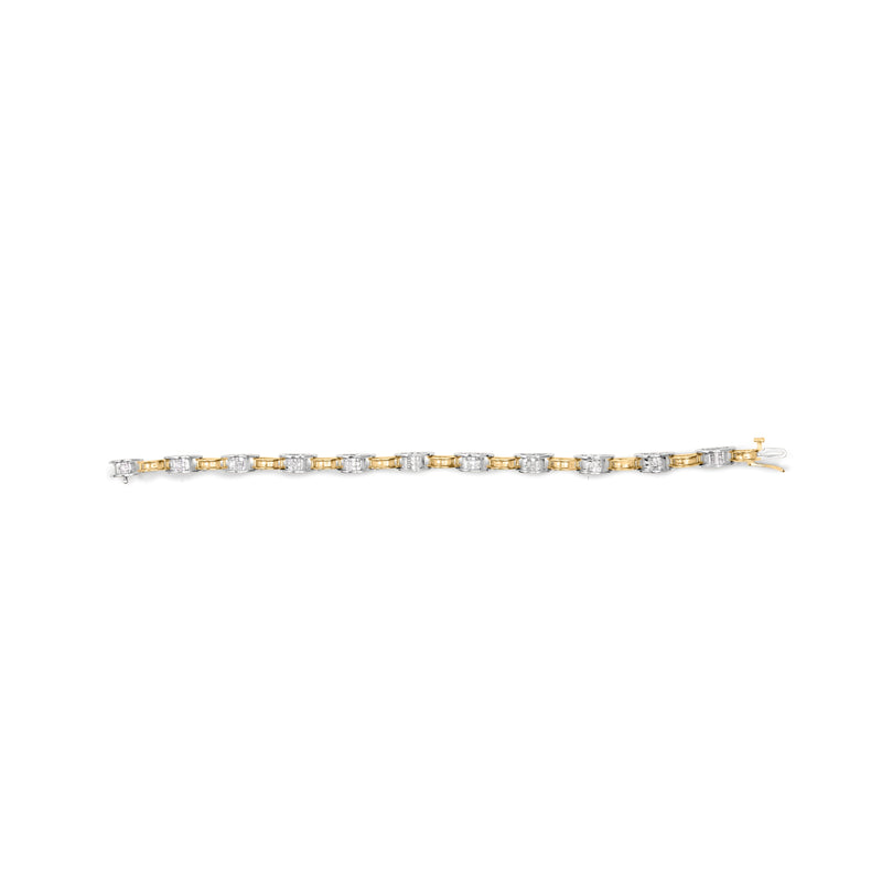 Bids.com 14K Two-Tone Gold 1.00 Cttw Princess-Cut Diamond Chain Link 7" Bracelet (H-I Color, SI1-SI2 Clarity) Bracelets