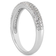 Bids.com 14k White Gold Triple Multi-Row Micro- Pave Diamond Wedding Ring Band Rings
