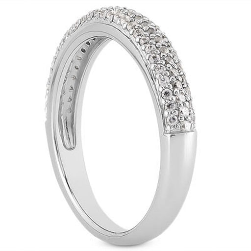 Bids.com 14k White Gold Triple Multi-Row Micro- Pave Diamond Wedding Ring Band Rings
