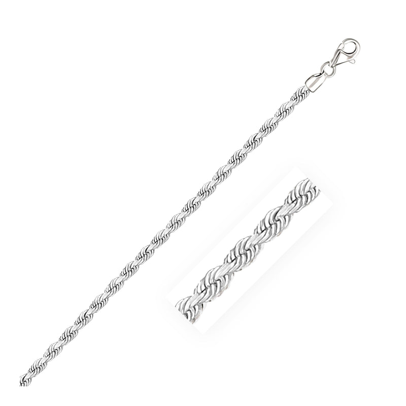 Bids.com 3.0mm 14k White Gold Solid Diamond Cut Rope Bracelet Bracelets